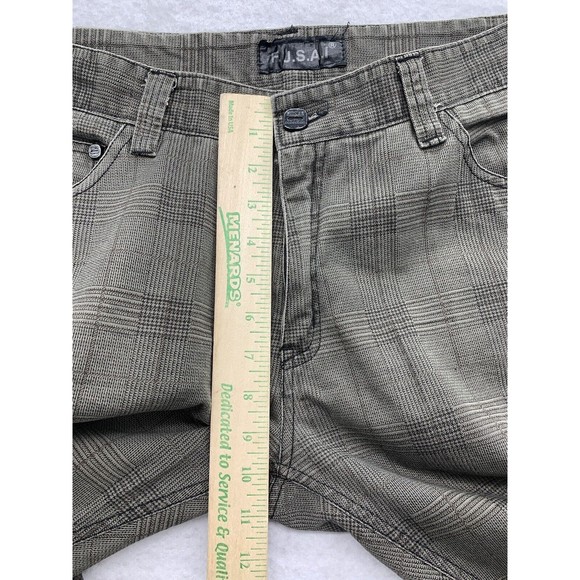 F.J.S.A.I Pants Men Size Size 34/32 Khaki Embellish Pockets Zippers Plaid Check - Picture 12 of 16